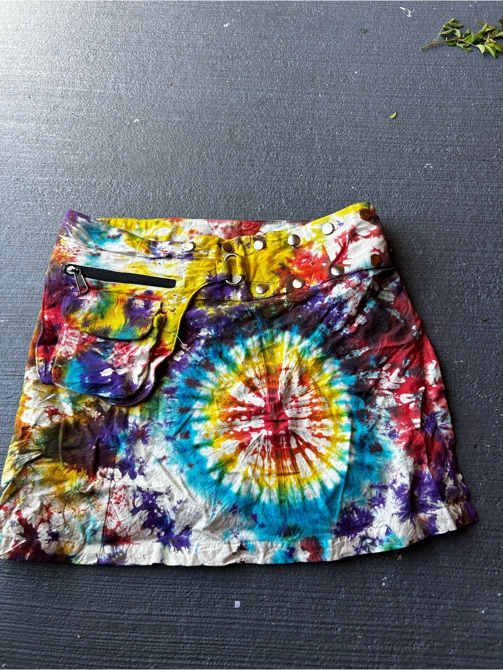 Tie-Dye Multi Color Mini Skirt with Pocket Detail